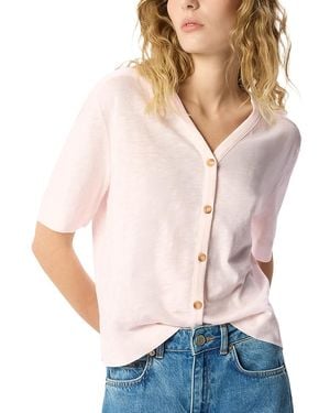 Whistles Ella Button Front Tee - Natural