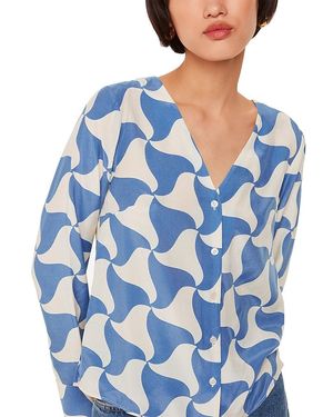 Whistles Spun Triangle Blouse - Blue