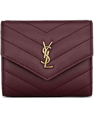 Saint Laurent Cassandre Multi Fold Wallet - Purple