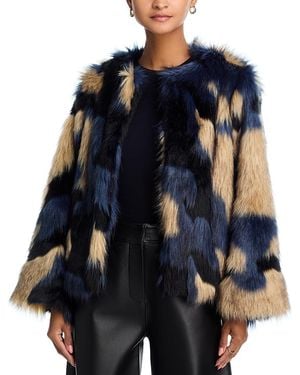 FARM Rio Faux Fur Coat - Blue