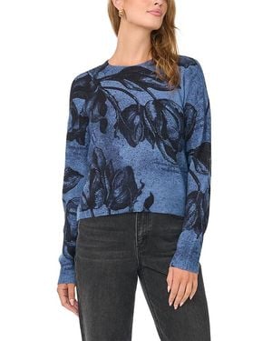 Vince Camuto Printed Crewneck Sweater - Blue