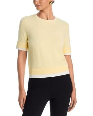 Aqua Double Layer Short Sleeve Crewneck Sweater - Multicolor