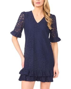 Cece Lace V Neck Shift Dress - Blue