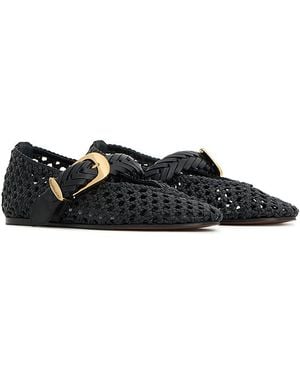 Zimmermann Alchemy Woven Leather Ballerina Flats - Black