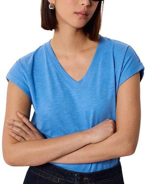 Whistles Willa V Neck Cap Sleeve Tee - Blue