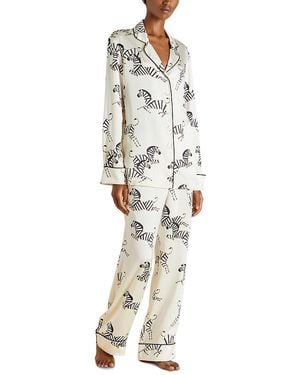 Olivia Von Halle Zebedee Silk Woven Long Sleeve Pajama Set - White