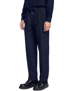 Sandro Straight Leg Drawstring Pants - Blue