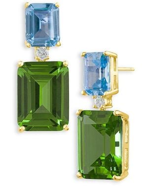 Kenneth Jay Lane Round & Emerald Cut Cubic Zirconia Drop Earrings - Green