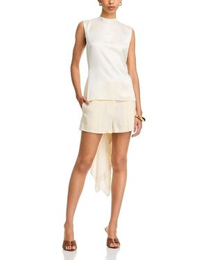Helmut Lang Silk Scarf Drape Top - White