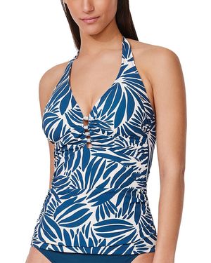 Gottex Come Back Printed Halter Tankini Top - Blue