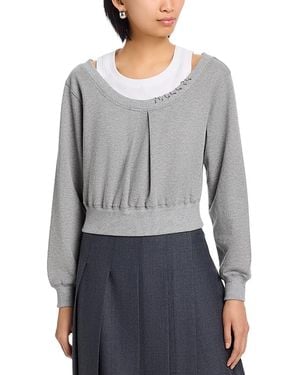 3.1 Phillip Lim Long Sleeve Embellished Double Layer Sweatshirt - Gray