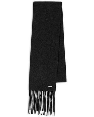 Sandro Long Fringed Wool Scarf - Black