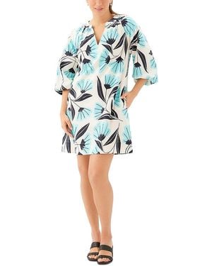 Karen Kane Puff Sleeve Peasant Dress - Blue