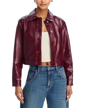 Aqua Faux Leather Jacket - Red