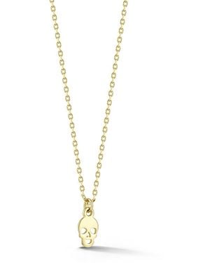 Moon & Meadow 14K Tiny Skull Pendant Necklace, 16-17 - Metallic