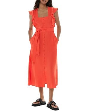 Whistles Sophie Belted Flutter Sleeve Midi Dress - Red