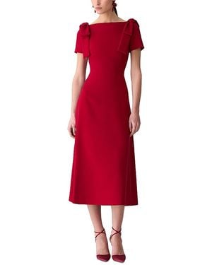 Carolina Herrera Silk Short Sleeve A Line Dress - Red