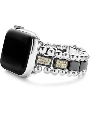 Lagos 18K Smart Caviar Half Diamond Apple Watch Bracelet, 38-45Mm - White