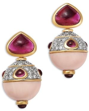Marina B 18K & Angel Skin Coral, Tourmaline, Rubellite, And Diamond Drop Earrings - Pink