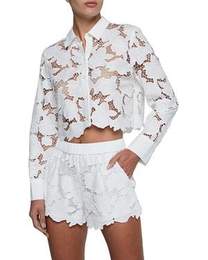 L'Agence Seychelle Cropped Button Down Blouse - White