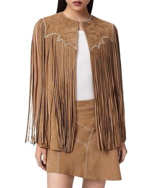 AllSaints Carter Tassel Suede Vest - Brown