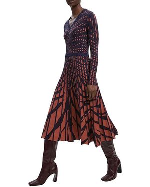 Karen Millen Zebra Jacquard Knit Midi Dress - Brown