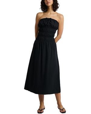 Onia Air Linen Smocked Maxi Dress - Black
