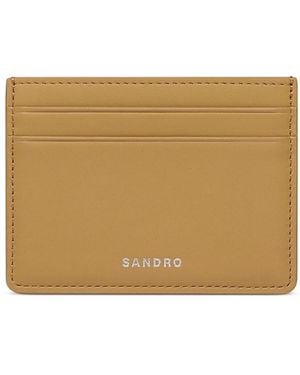 Sandro Leather Logo Card Holder - Natural