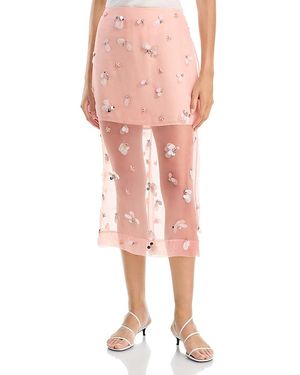 Jonathan Simkhai Delilah Silk Embellished Midi Skirt - Pink