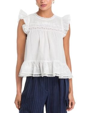 Aqua Ditsy Sweet Embroidered Top - Blue