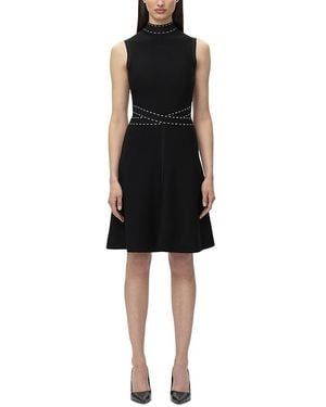 Hervé Léger The Jessica Mock Neck Flare Dress - Black