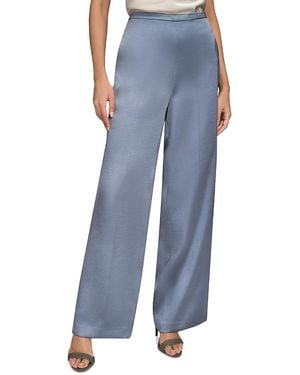 Donna Karan Satin Wide Leg Pants - Blue