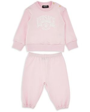 Versace Fleece Logo Sweatshirt And Sweatpants Set - Pink