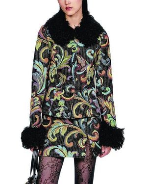 Anna Sui Tapestry Faux Fur Jacket - Black