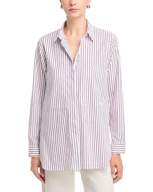 Herno Cotton-Blend Popeline Striped Shirt - Purple