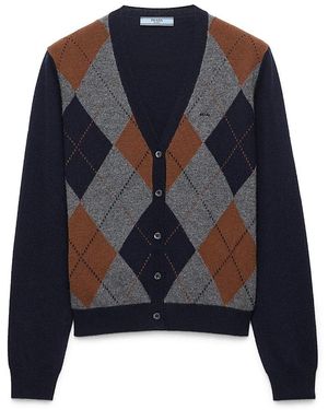 Prada Argyle Cashmere Cardigan - Blue