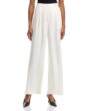 Aqua Satin Wide Leg Pants - White