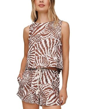 Bella Dahl Sleeveless Boat Neck Split Back Top - Multicolor