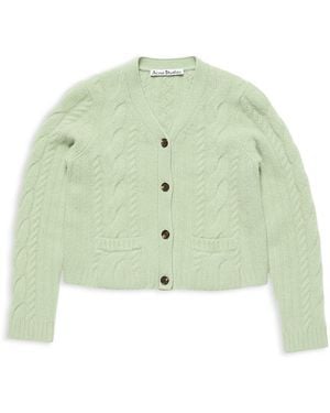 Acne Studios Cashmere Blend Cable Knit Cardigan - Green