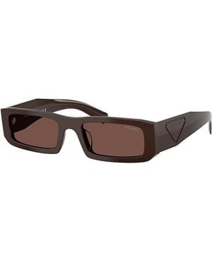Prada Pr Rectangular Sunglasses, 54Mm - Brown