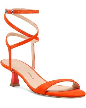 Stuart Weitzman Nudist 50 Ankle Tie Sandals - Orange