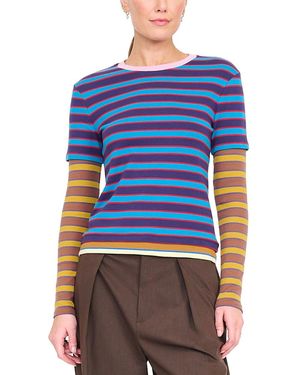 STAUD Dillon Layered Look Tee - Blue