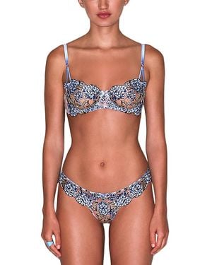 Fleur du Mal Hydrangea Lace Trim Thong - Multicolor