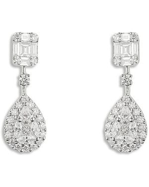 Zydo 18K Mosaic Diamond Mixed Cut Drop Earrings - White