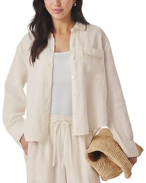 Splendid Stella Linen Trim Button Down Shirt - Natural