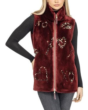 Gorski Reversible Shearling Zipper Vest - Red