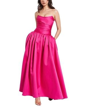 Miss Circle Walterina Satin Strapless Drop Waist Corset Gown - Pink