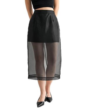Luvee Mable Organza Midi Skirt - Black