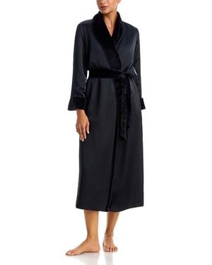 Natori Satin Plush Robe - Black