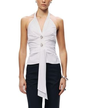 Nocturne Halter Neck Tie Detail Blouse - White